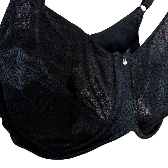 Lilyette 400 Full Figure Mesh Minimizer Bra Black 40D Underwire Adjustable Strap - Picture 2 of 10
